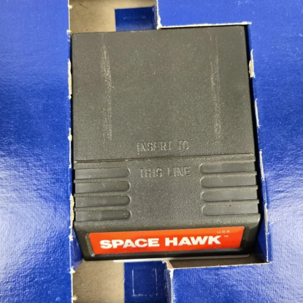 Space Hawk, Intellivision, Mattel 1981 Complete box overlays manual vintage Exc